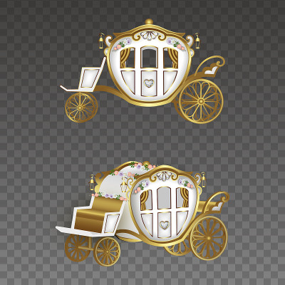 Gold and white wedding carriages illustration