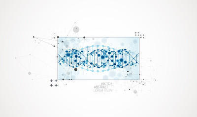 艺术科学模板，壁纸或带有DNA分子的横幅。