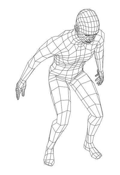 Wireframe jumping man. Vector