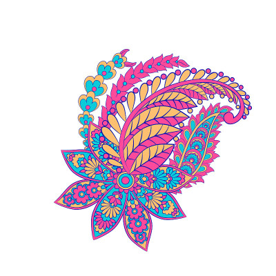 佩斯利矢量模式。孤立的亚洲插图