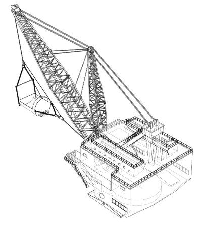 Dragline walking excavator. Vector