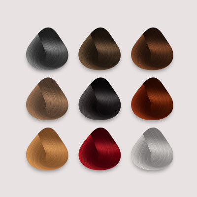 Set of Locks of Different Hair Color Samples. Vect