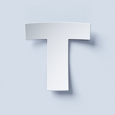 白色弯曲纸字体字母T