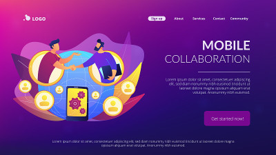 移动协作概念登陆页面。