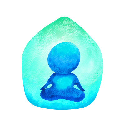 人体冥想心灵心理健康瑜伽脉轮精神治愈水彩画插画设计