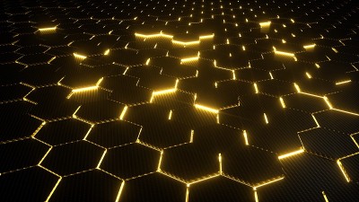 霓虹灯六边形背景- 3D插图