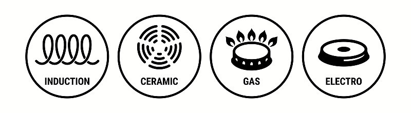 Induction icon, ceramic, gas and electric cooking 