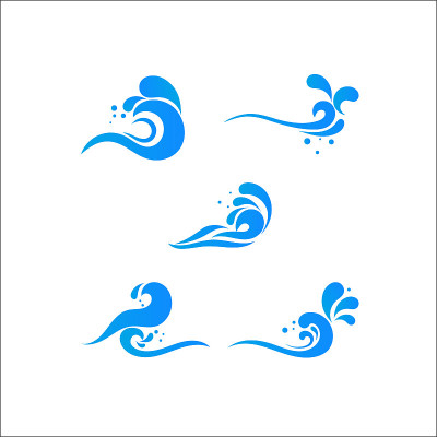 一组抽象的水波图标，矢量图标设计元素