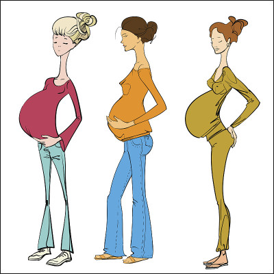 怀孕的女孩女人矢量插图
