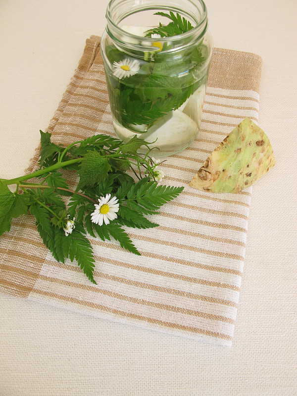 用块根芹和野生草本植物排毒水