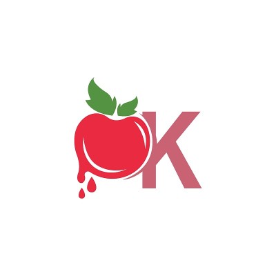 字母K与番茄图标标志设计模板插图