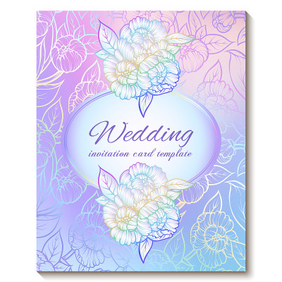 Colorful pastel blue violet pink soft floral brigh