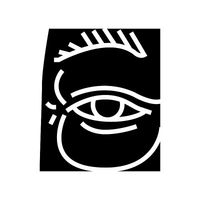 眼袋水肿字形图标矢量插图
