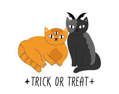万圣节插图与可爱的猫