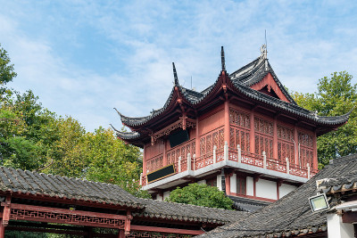 中国南京的孔庙和秦淮河风光