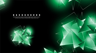 abstract background with glowing green triangles t