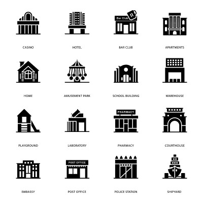 建筑建筑的字形向量