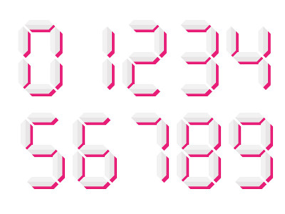 灰色3d数字。七段显示用于计算器、数字钟或电子表。矢量图