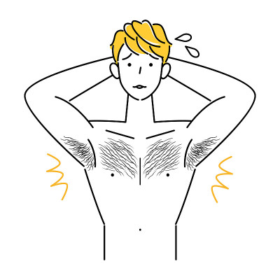 Cute man who cares about body hair with upper body