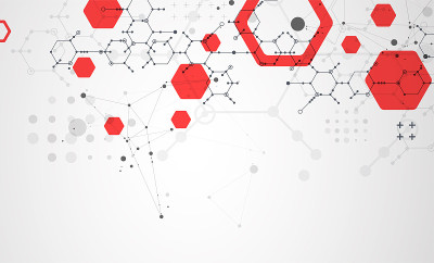 现代科学或技术使用六角形抽象背景。向量。