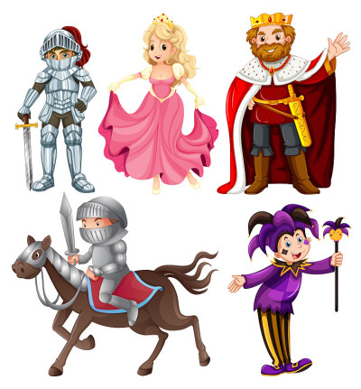 Set of medieval cartoon character