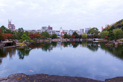 秋天的日本花园。