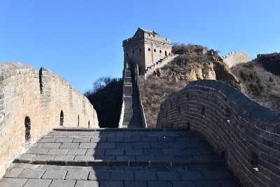 中国北京附近金山岭长城的冬季全景