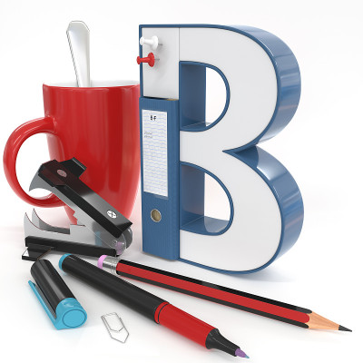 “B”3d字母与办公用品