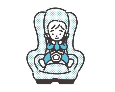 矢量插图的婴儿坐在儿童座椅与微笑材料/汽车/旅行/婴儿/育儿