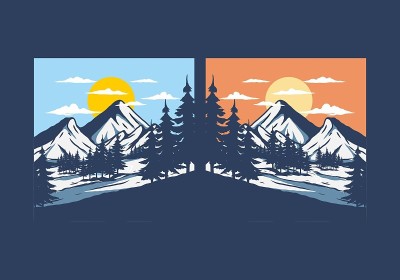 奇妙的雪山插图平面设计