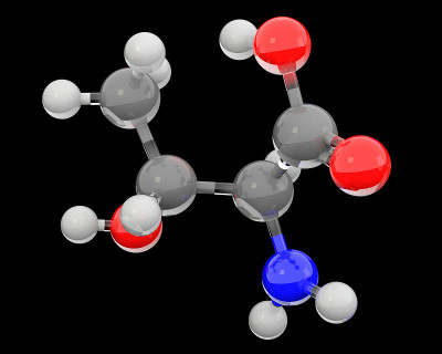 3d render glass threonine molecule structure