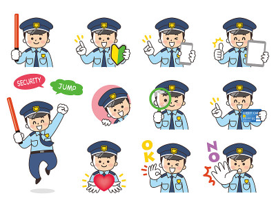 Facility security man variation. Beginner mark, sm