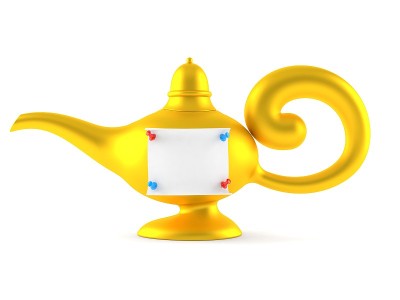 带空白字条的魔术灯