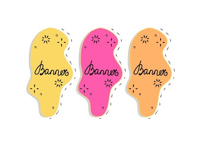 Set banner for design. Hand drawing vector backgro