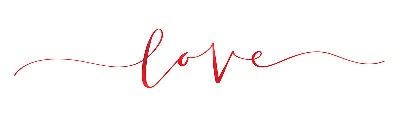 LOVE red vector brush calligraphy banner
