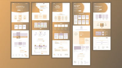 网站页面向量。商业机构。Web页面。设计模板。网络连接。业务接口。移动优化。数字开发人员。插图