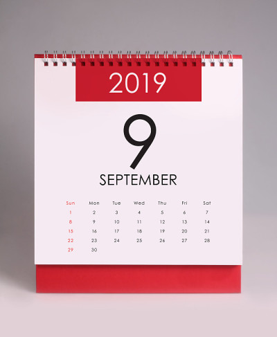 简单的桌面日历2019 - 9月