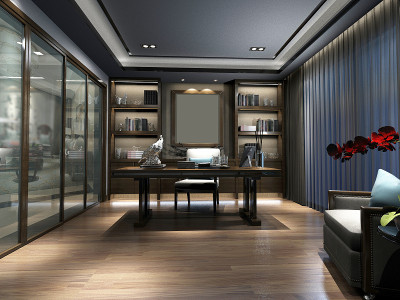 3d渲染现代工作空间内部视图