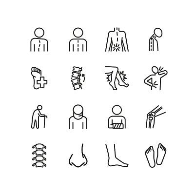 Orthopedics line icon set
