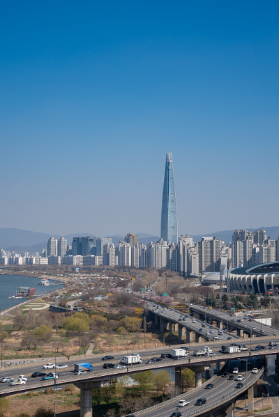 汉城风景清幽，天空无细尘，韩国。