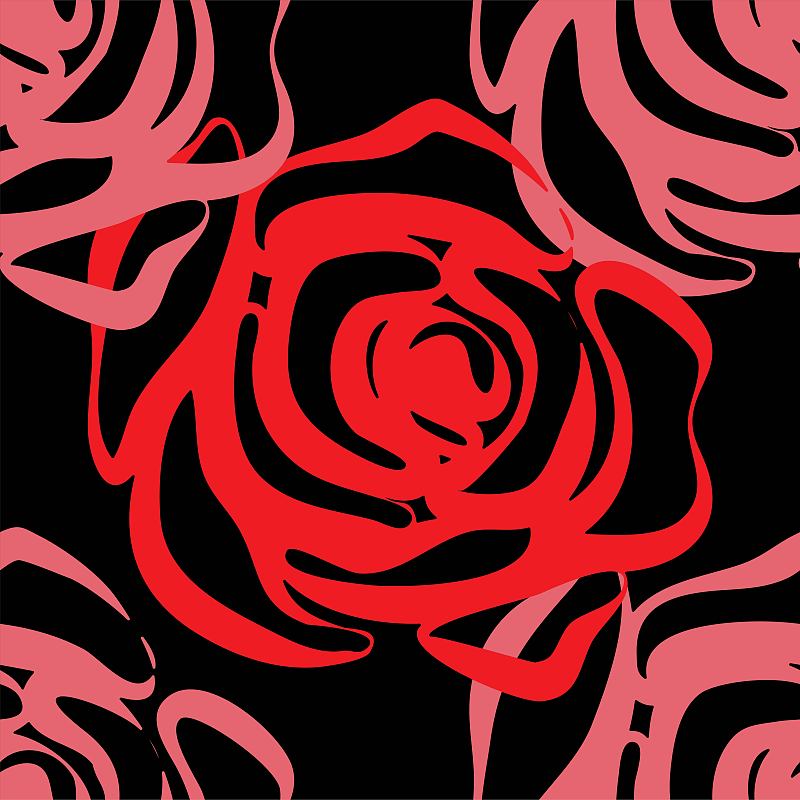 Seamless pattern with roses on black background. V