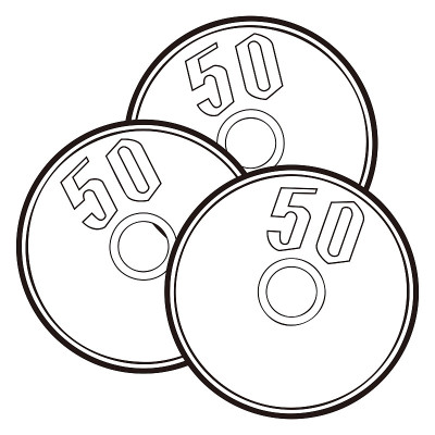 三枚50日元硬币