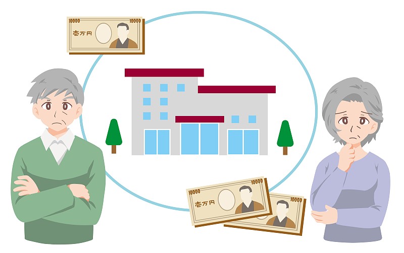 一个老人忍受退休之家的费用的插图