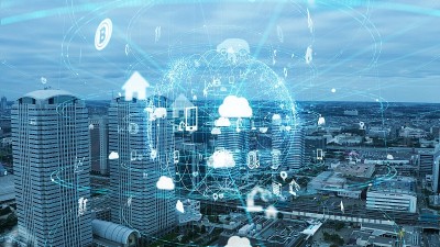 智慧城市与通信网络概念。物联网(IoT)。5克。无线通信。