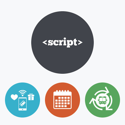 脚本标志图标。Javascript代码的象征。