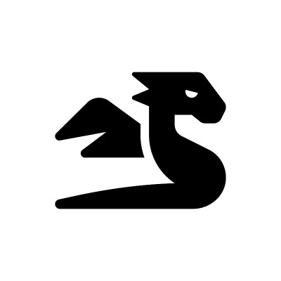 龙矢量图标。龙标志标志黑色孤立。矢量插图EPS 10