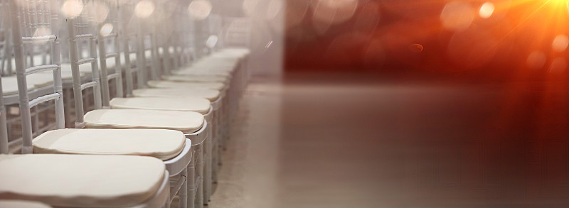 White Wood Fabric Cloth Empty Many Seats Row