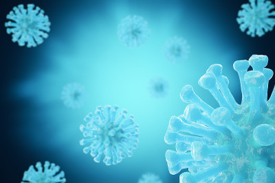 渲染细菌病毒或细菌微生物细胞特写。