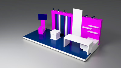 空白展位，空间插画拷贝，原创设计3d效实图