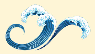 浮世绘式溅水波